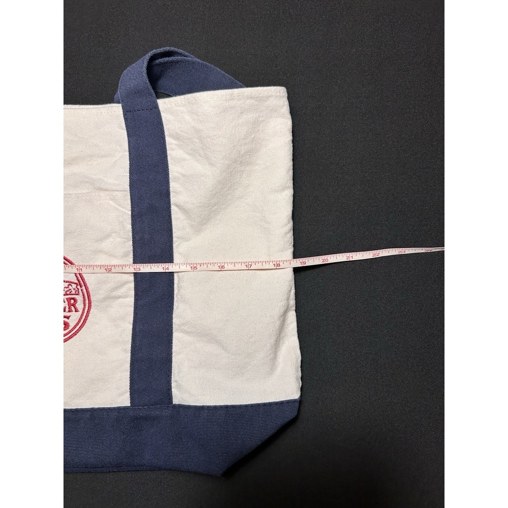 Trader Joe's Large Canvas Tote Bag Red White Blue Logo Classic Grocery Bag - Picture 8 of 9